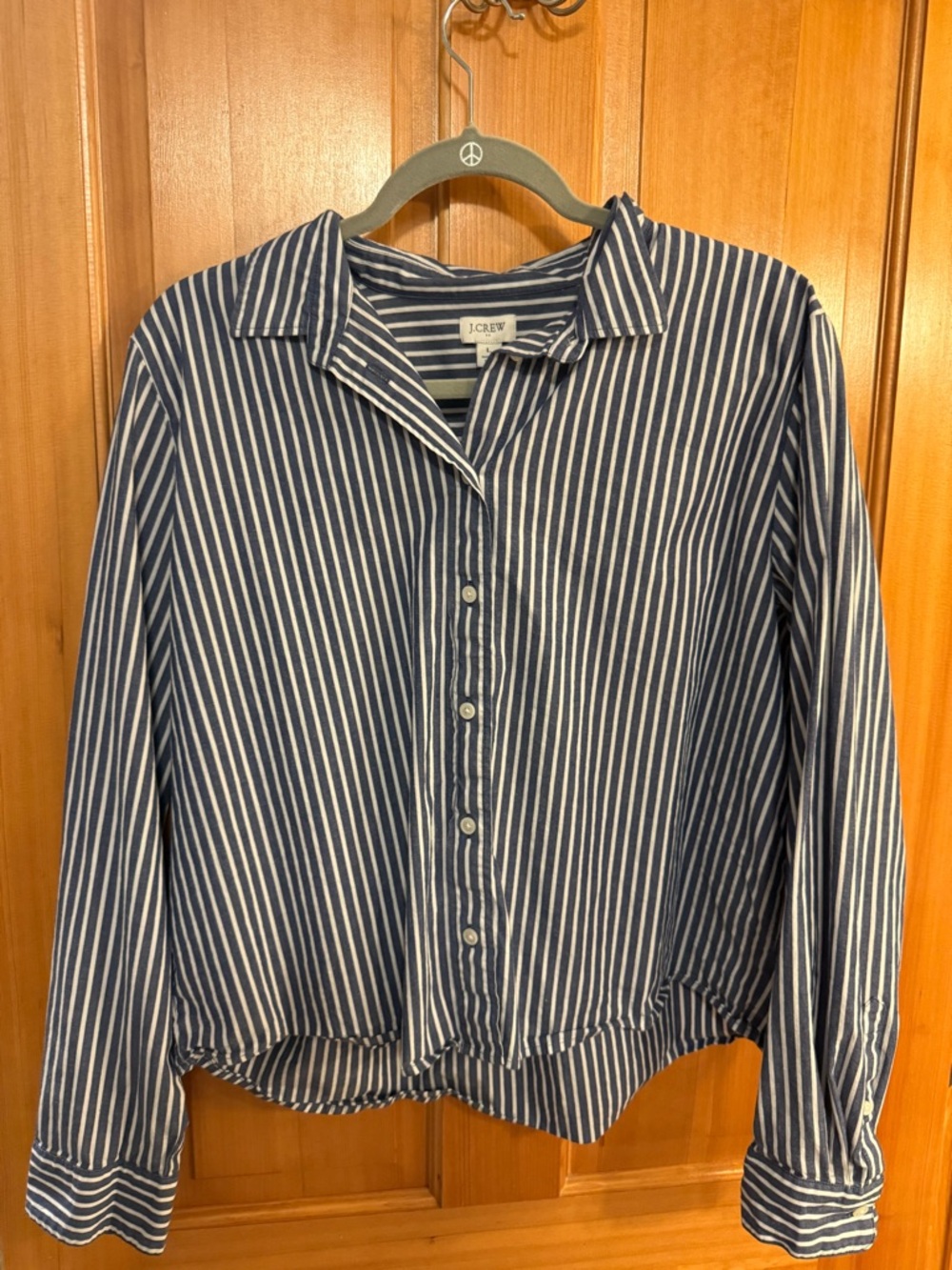 J. Crew Blue and White Striped Shirt - Relaxed Collar